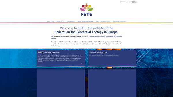 Screenshot of the Federation For Existential Therapy In Europe website