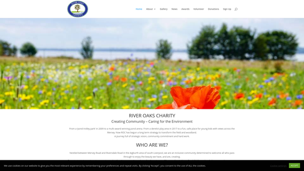 Screenshot of the River Oaks Charity website