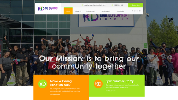 Screenshot of the Kore Development website