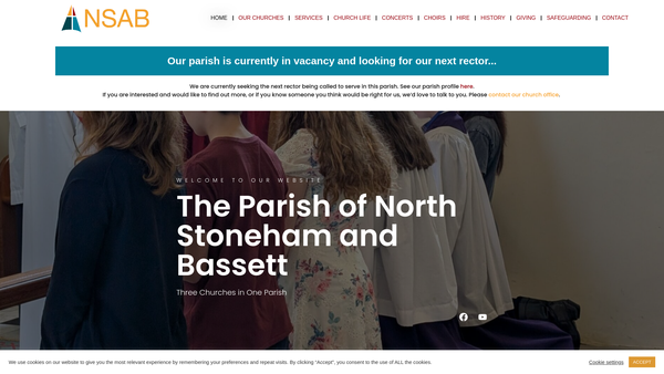 Screenshot of the Parochial Church Council Of The Ecclesiastical Parish Of North Stoneham And Bassett website
