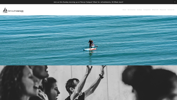 Screenshot of the Falmouth Vineyard Church website