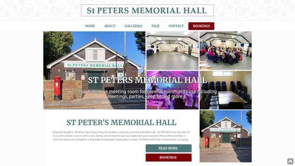 Screenshot of the St Peter's Memorial Hall website