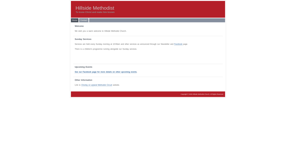 Screenshot of the Hillside Methodist Church website