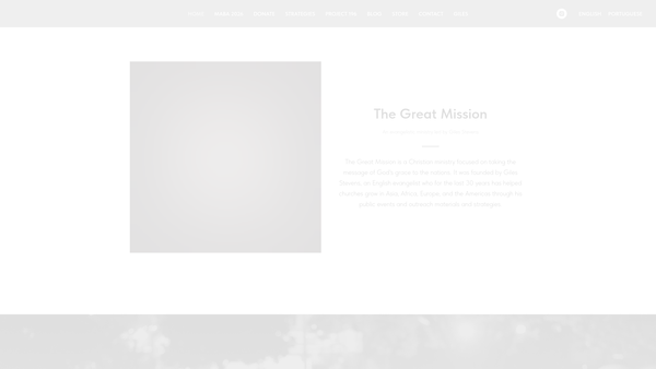 Screenshot of the The Great Mission website