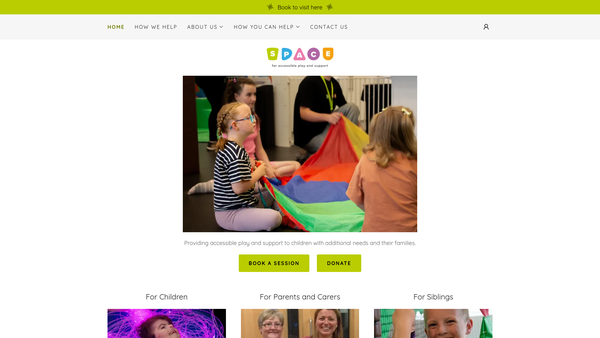 Screenshot of the Space website