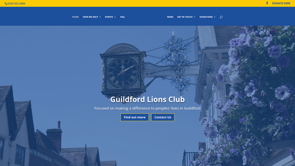Screenshot of the Guildford Lions Club (CIO) website
