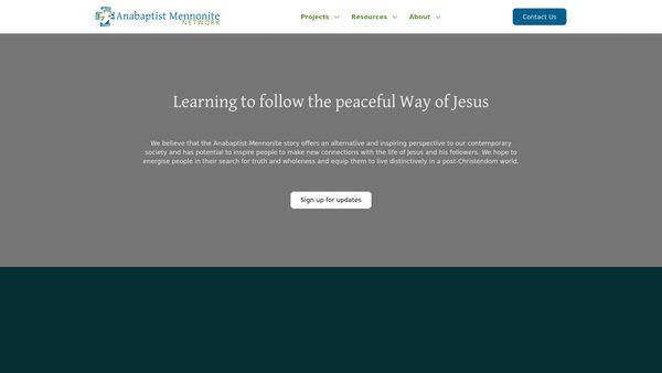 Screenshot of the The Anabaptist Mennonite Network website