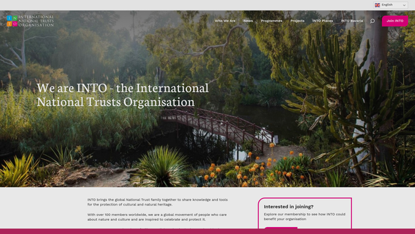 Screenshot of the International National Trusts Organisation website