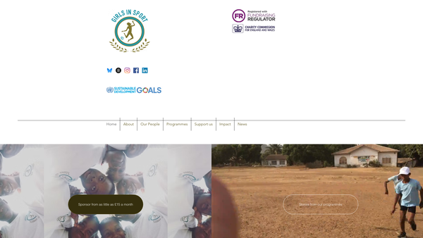 Screenshot of the Girls In Sport website