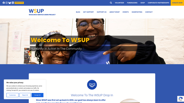 Screenshot of the Woolwich Service Users Project website