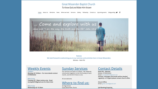 Screenshot of the Great Missenden Baptist Church website