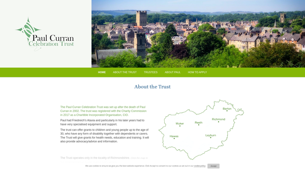 Screenshot of the Paul Curran Celebration Trust website