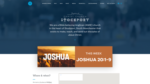Screenshot of the Christ Church Stockport website