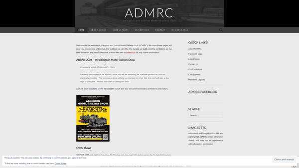 Screenshot of the Abingdon & District Model Railway Club website