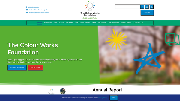 Screenshot of the The Colour Works Foundation website