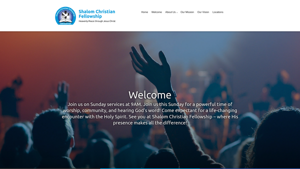 Screenshot of the Shalom Christian Fellowship website