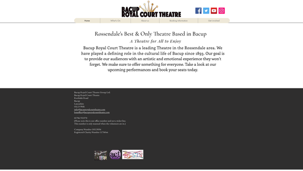 Screenshot of the Bacup Royal Court Theatre Group Ltd website