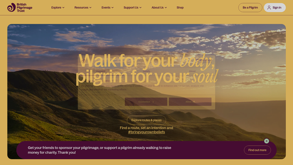 Screenshot of the The British Pilgrimage Trust CIO website