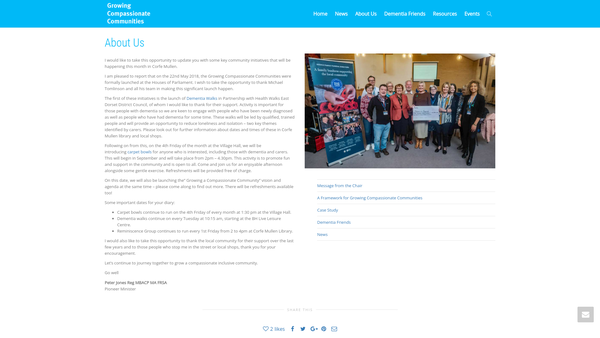 Screenshot of the Growing Compassionate Communities website