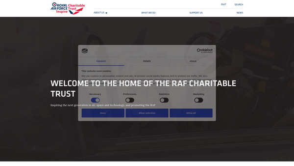 Screenshot of the The Royal Air Force Charitable Trust website