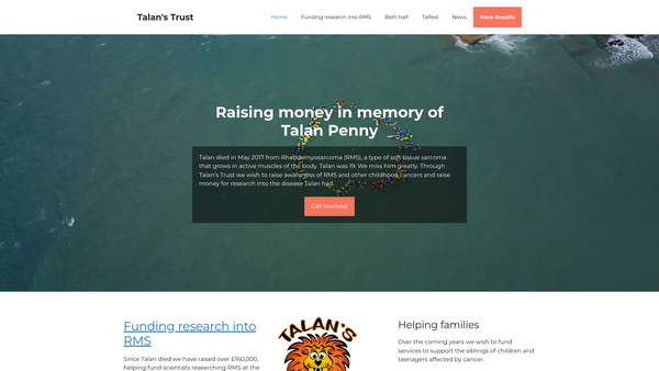 Screenshot of the Talan's Trust website