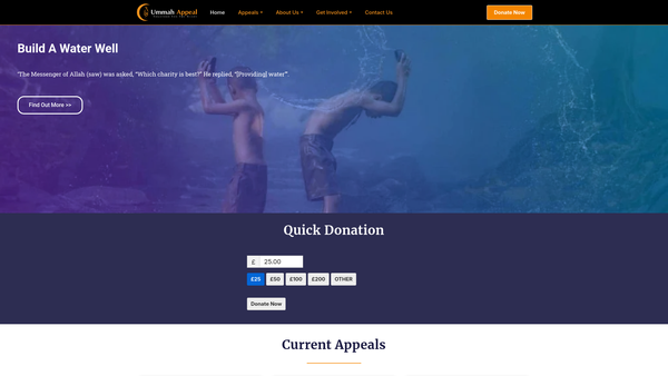 Screenshot of the Ummah Appeal website