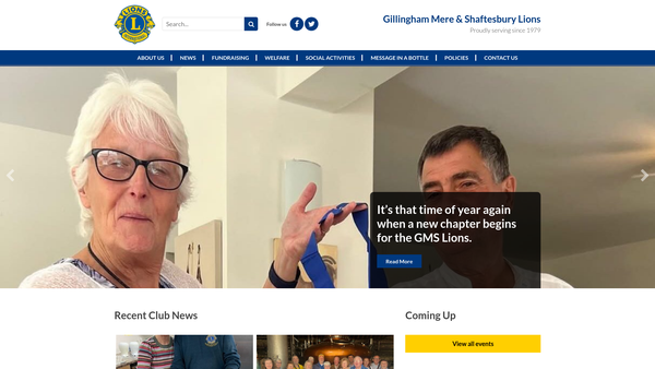 Screenshot of the Gillingham, Mere & Shaftesbury Lions Club website