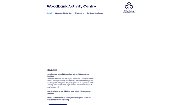 Screenshot of the Girl Guide Woodbank Activity Centre website