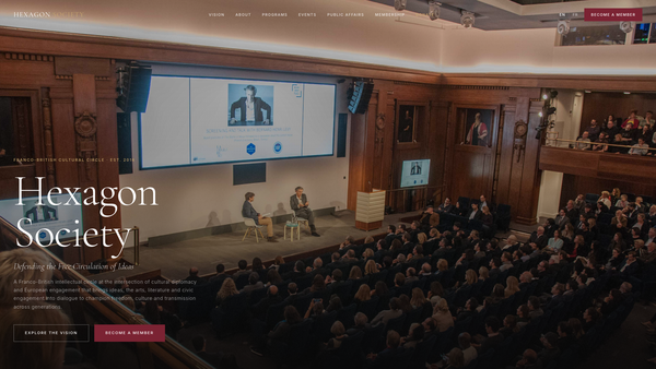Screenshot of the Hexagon website