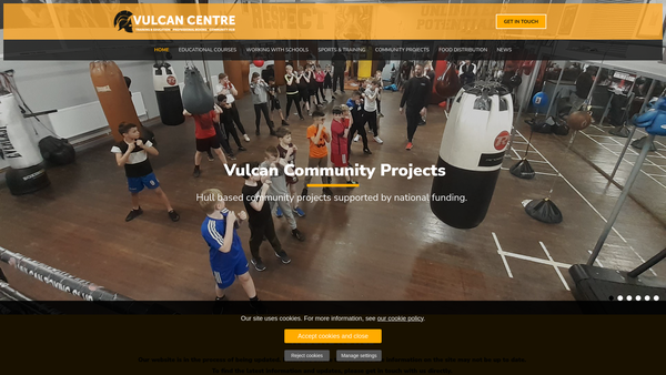 Screenshot of the The Vulcan Centre website