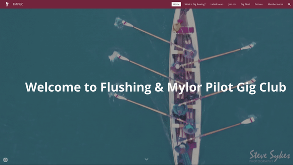 Screenshot of the Flushing & Mylor Pilot Gig Club website