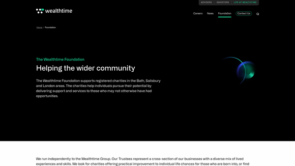 Screenshot of the Wealthtime Foundation website