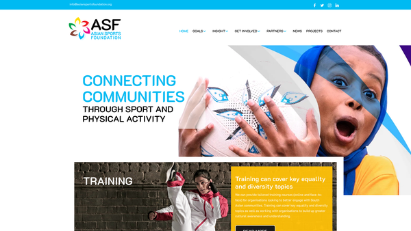 Screenshot of the Asian Sports Foundation website