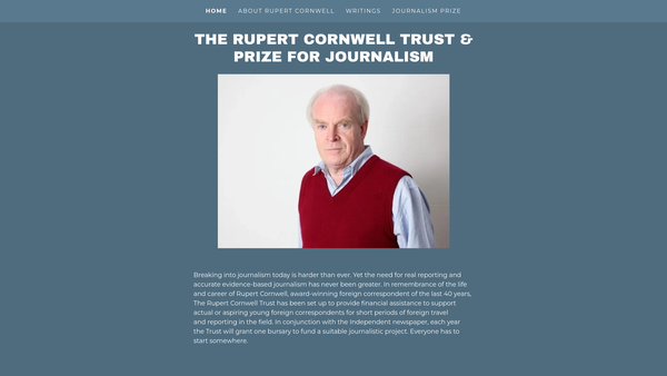 Screenshot of the The Rupert Cornwell Trust website