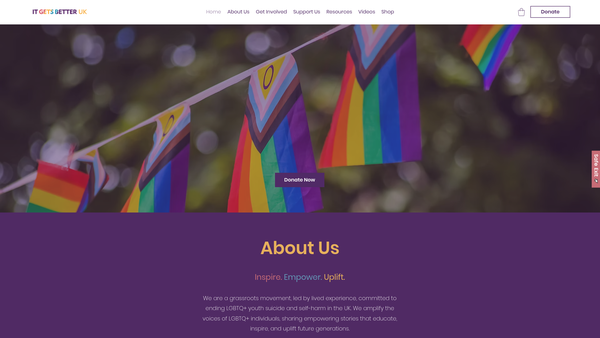 Screenshot of the Inspire LGBT website