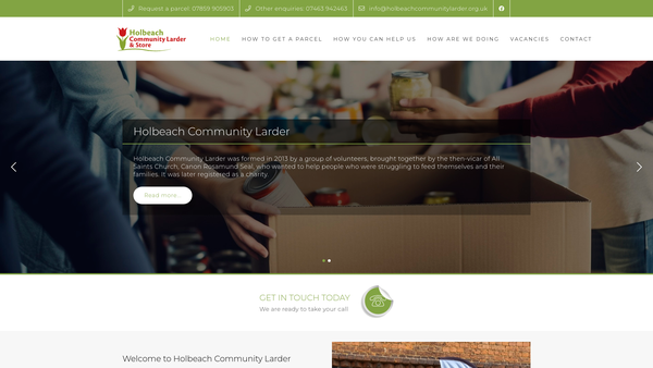 Screenshot of the Holbeach Community Larder website
