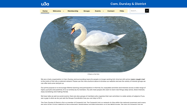 Screenshot of the Cam, Dursley & District U3A website