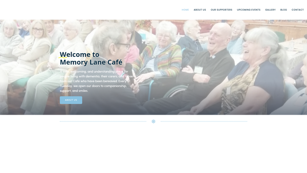 Screenshot of the Memory Lane Cafe Ipswich website