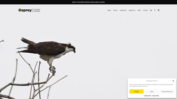 Screenshot of the Osprey Leadership Foundation website