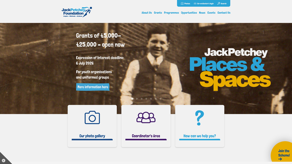 Screenshot of the Jack Petchey Foundation website