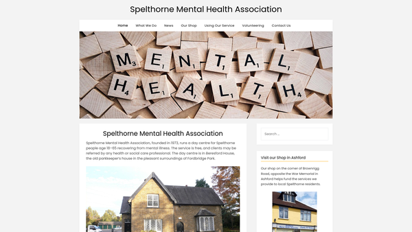 Screenshot of the Spelthorne Mental Health Association website