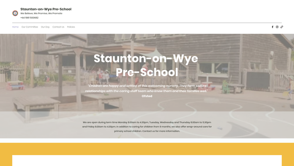 Screenshot of the Staunton-On-Wye Pre-School website
