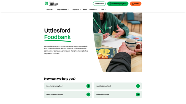 Screenshot of the Uttlesford Foodbank website