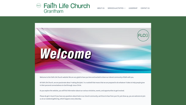 Screenshot of the Faith Life Church - Grantham website