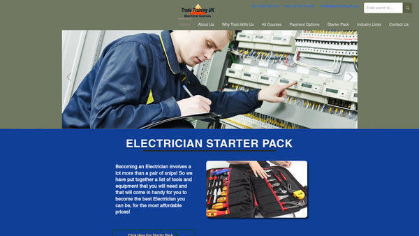 Screenshot of the Trade Training UK website