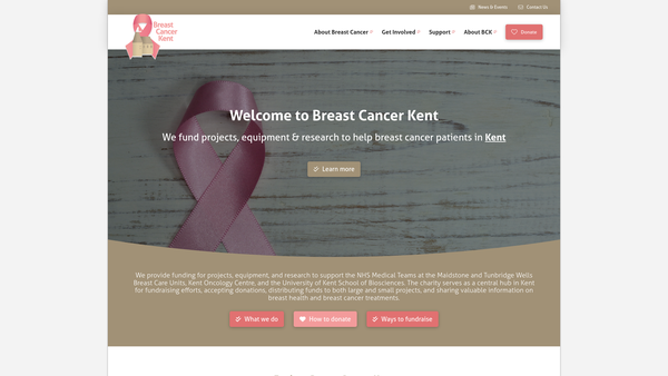 Screenshot of the Breast Cancer Kent website