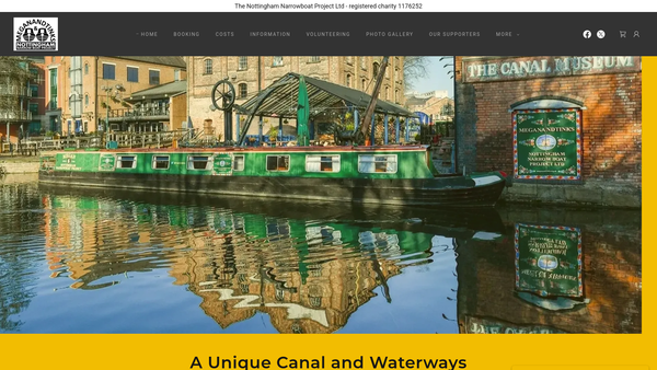 Screenshot of the Nottingham Narrow Boat Project Ltd website