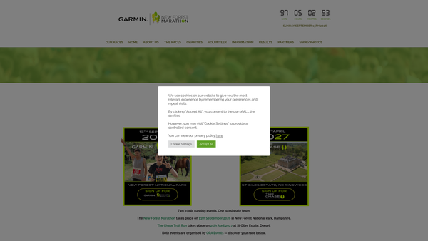 Screenshot of the The New Forest Marathon Community Fund website