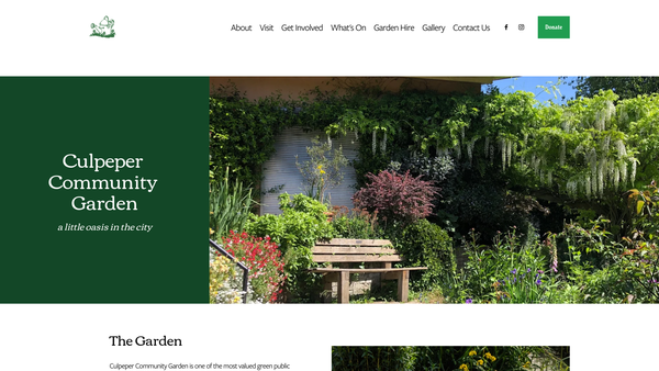 Screenshot of the Culpeper Community Garden Association website