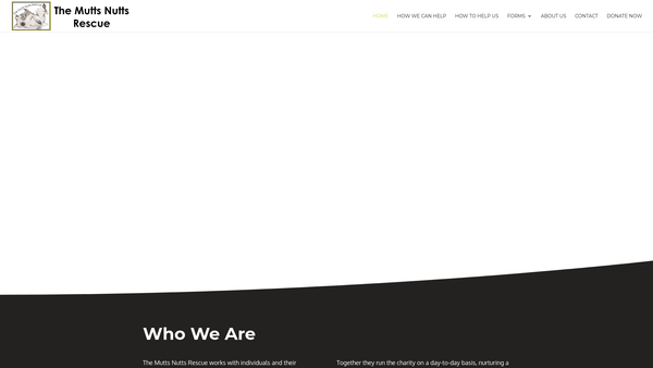Screenshot of the The Mutts Nutts Rescue website